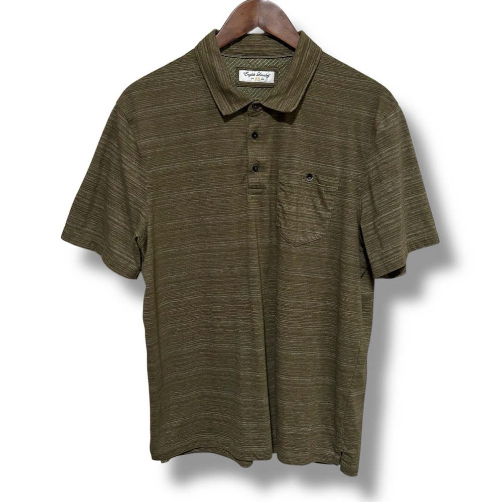 English Laundry Men's Pocket Front Polo Shirt Green Size Large 20.5 x 28‎
